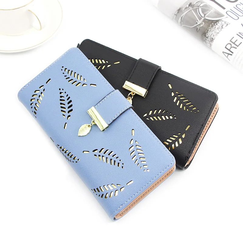 

Woman long wallet 2021 fashionable ladies wallets and purses women lady hollow out phone wallet, 5 colors