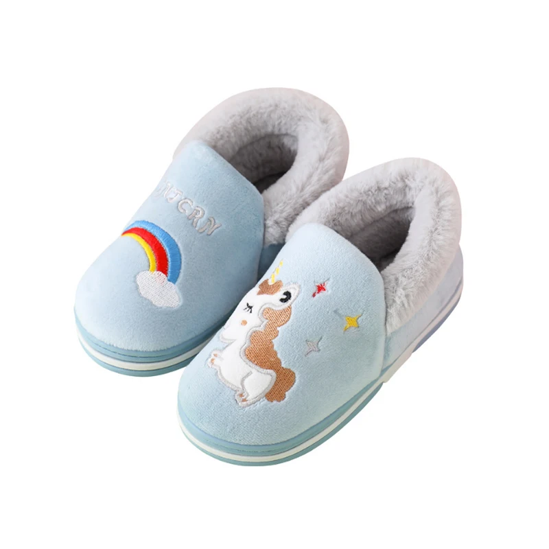 

Wholesale Girls Cute Designer Fluffy Children's Animal Unicorn Cotton Kids Slippers