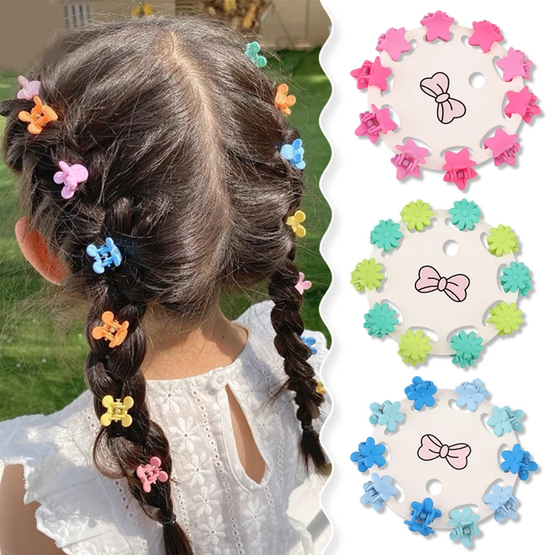 

Wholesale Candy Color Cute Mini Hairpin Plastic Flower Star Heart Hair Clips for Kids Braided Bangs Broken Hair Claw Card Set