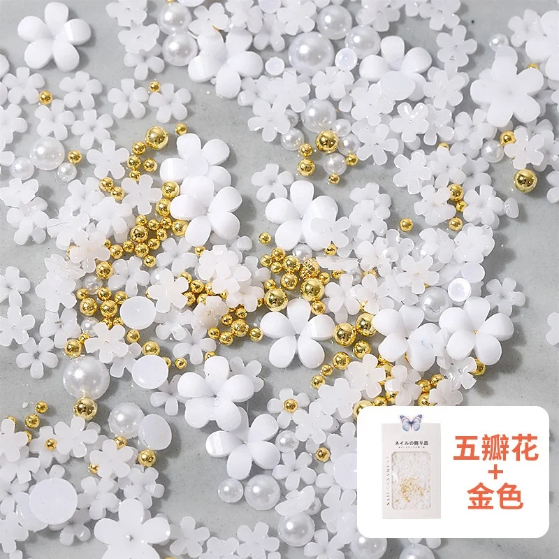 

Japanese 3D Mini Resin White Diamond Flower Nail Jewelry DIY Nail Art Design Decoration