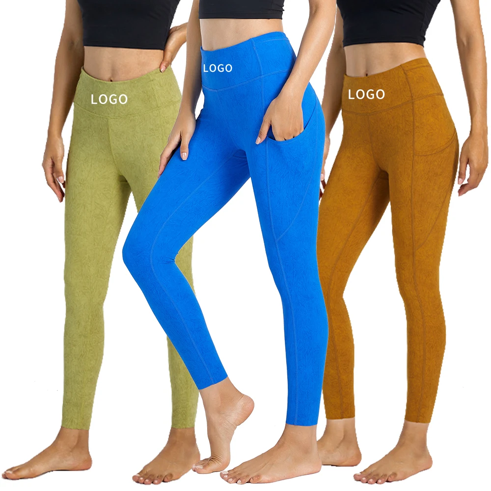 

Custom Logo High Waist Tummy Control Seamless Leggings Gym Sport Women Fitness Yoga Pants Leggings Running Leggings with pockets, Blue/black/wine red/gray