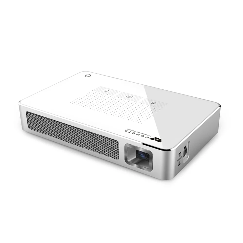 

WOWOTO OEM&ODM Shenzhen Factory Led Video Android Projector Portable Projector with 7.4V 2100mAh Battery Pico Size, White