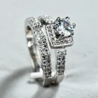 

Unisex white diamond rings wedding jewelry wholesale white gold rings nice zircon rings for women