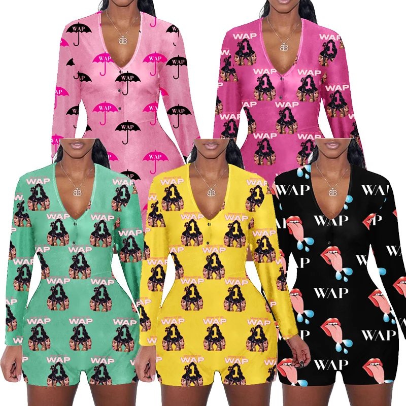 

Wholesale Custom Designer Long Sleeve Printing Knitting Adult Onsies Plus Size Pajamas Women
