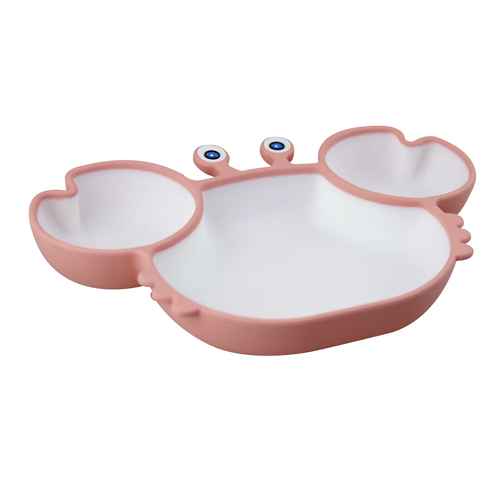 

New Design 100% Silicone Food Grade Baby Plate BPA Free Crab Shape Children Adult Suction Silicone Baby Plate For Baby Eating