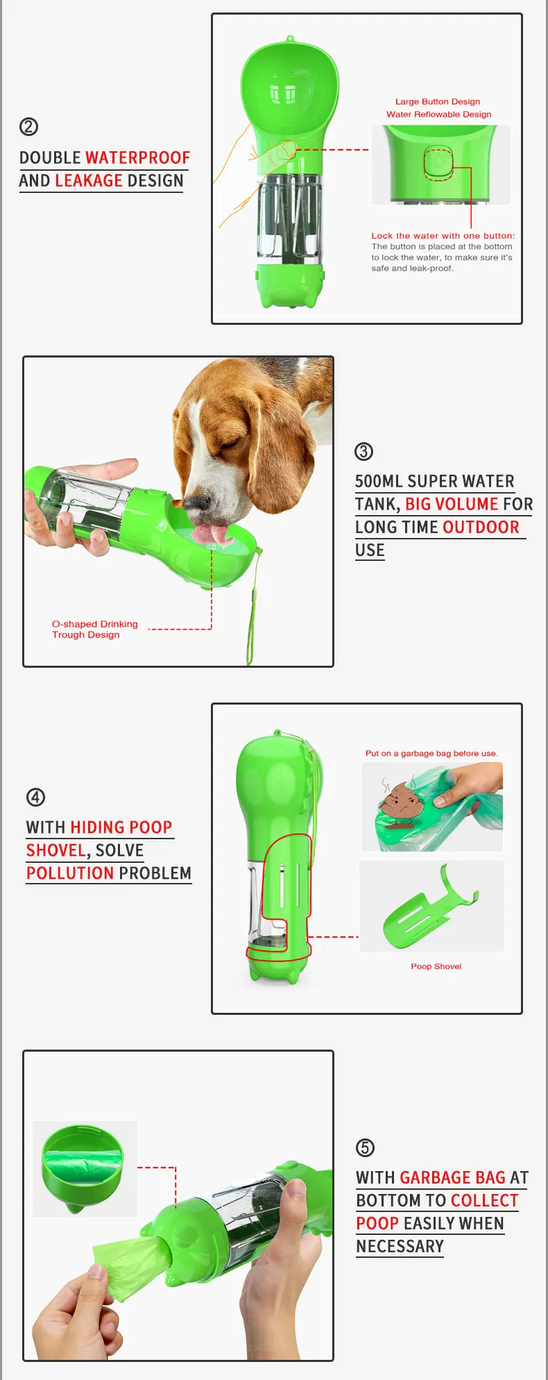 2020 Amazon Top Seller New Design Dog Travel Portable Pet Water Bottle For Wholesales