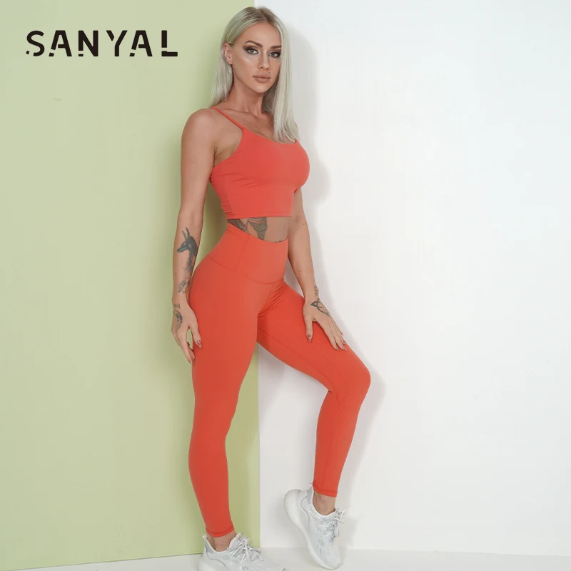 

In Stock Item Customized Logo Sports Bra High Waist Legging Yoga Seamless Set Women, Pink ,grey, brown, green, white, black, customized