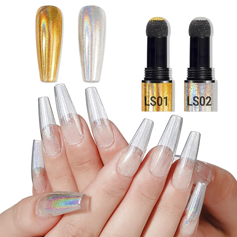 

Chrome air cushion nail powder pen holographic nails powder with mirror effect gold and silver colored phantom sponge nail pen