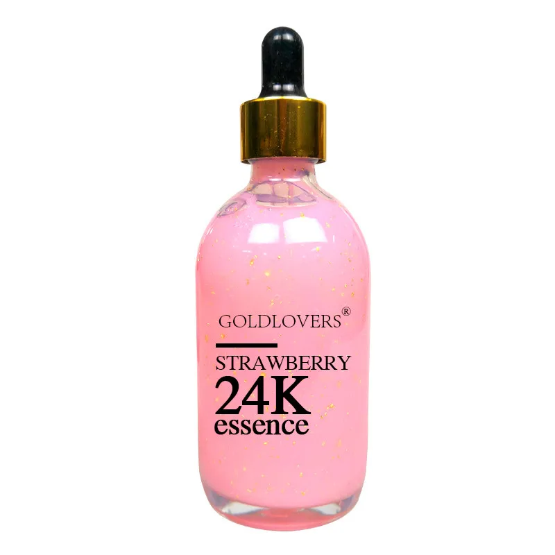 

OEM ODM Whitening Anti aging 24k active Gold organic Strawberry face Serum, Pink