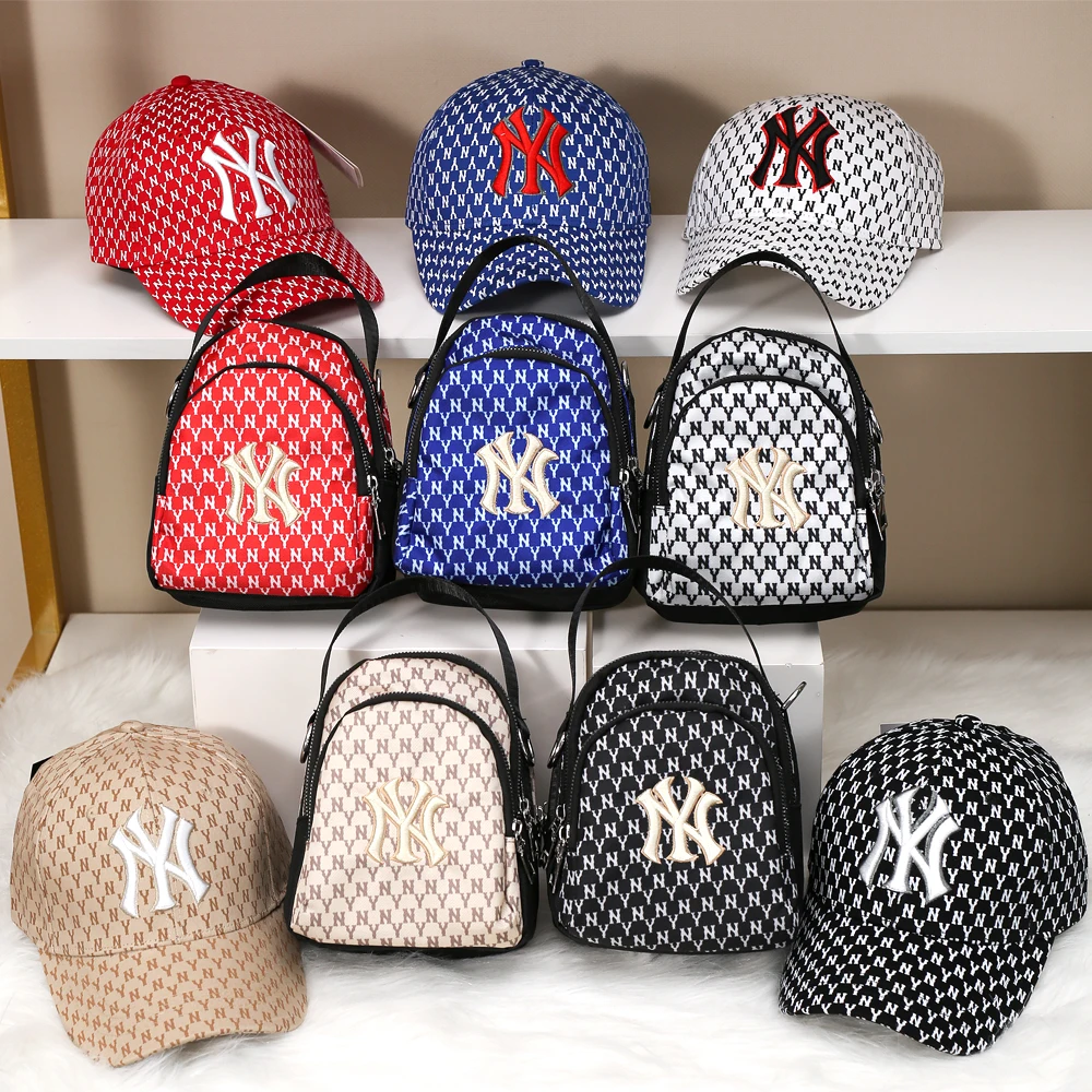 

Wholesale Fashion Crossbody White NY Purse Bags Women Handbags Ladies Single Shoulder Round NY Handbags and Hat Set