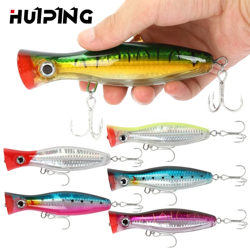 

HUIPING 120mm 43g Floating Topwater Popper Bait Sea Pike Fishing Wobblers Lipless Lure P018, 8 colors