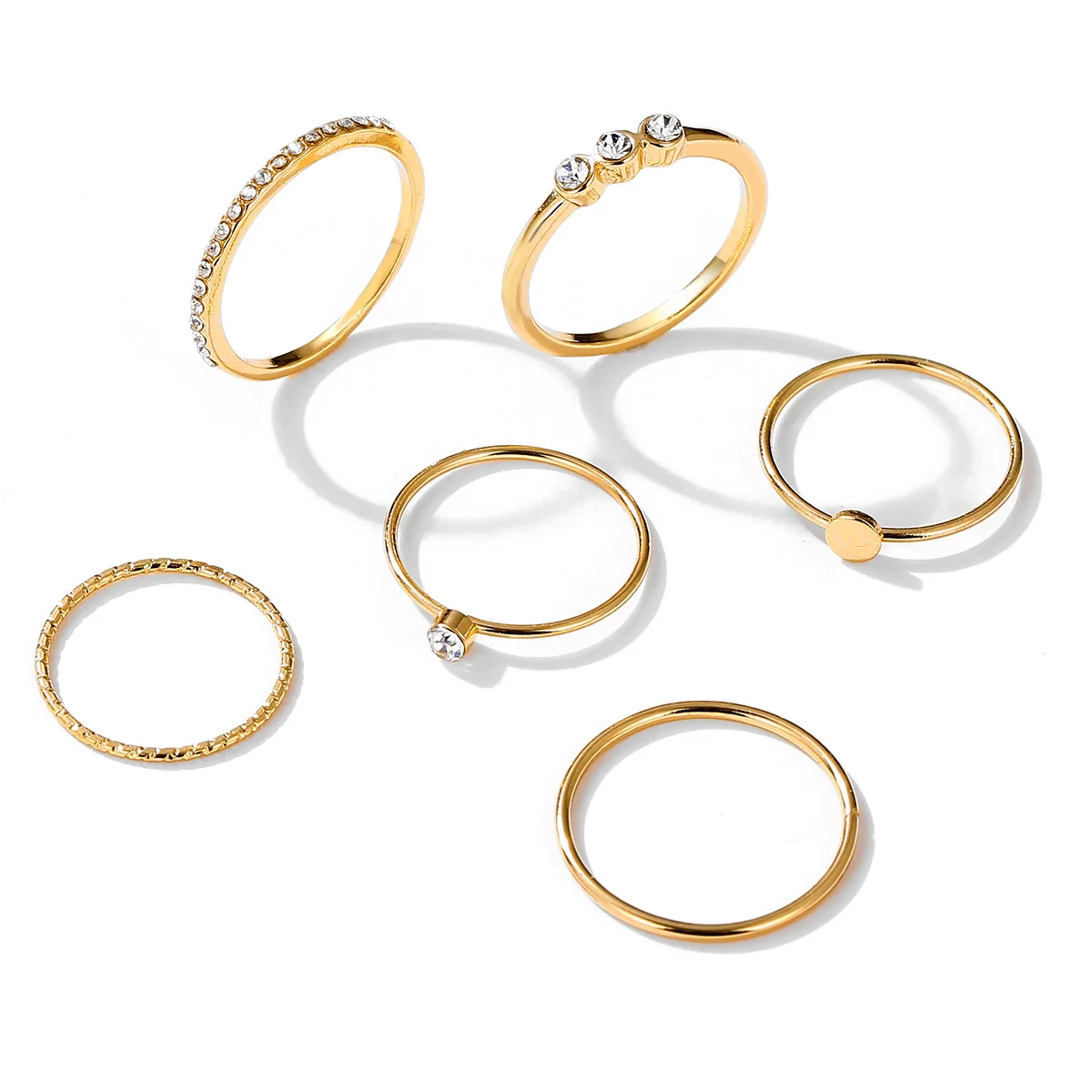 

New joint ring idea simple retro INS style diamond set ring set of 6 pieces, Gold