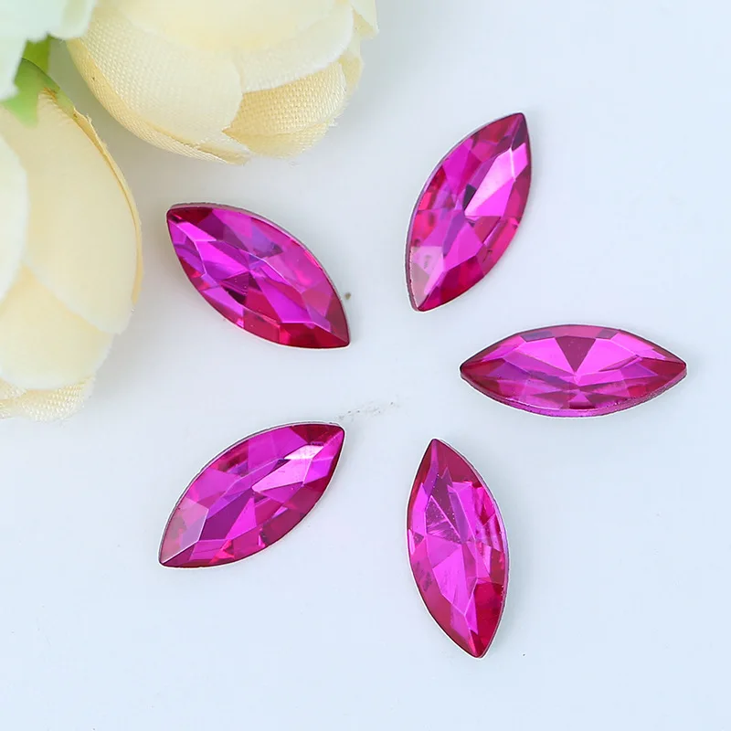 Crystals  Wholesale Horse Eye Shape Point Back Glass Rhinestone Size 10mm for Nail Art and Clothing Accessories