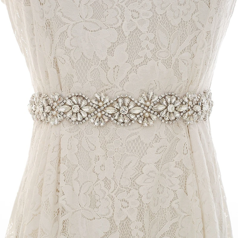 

Hot selling Handmade Clear Crystal Bridal Belt Wedding Sash Rhinestone Beaded Belt for Bridesmaid Prom formal Dress