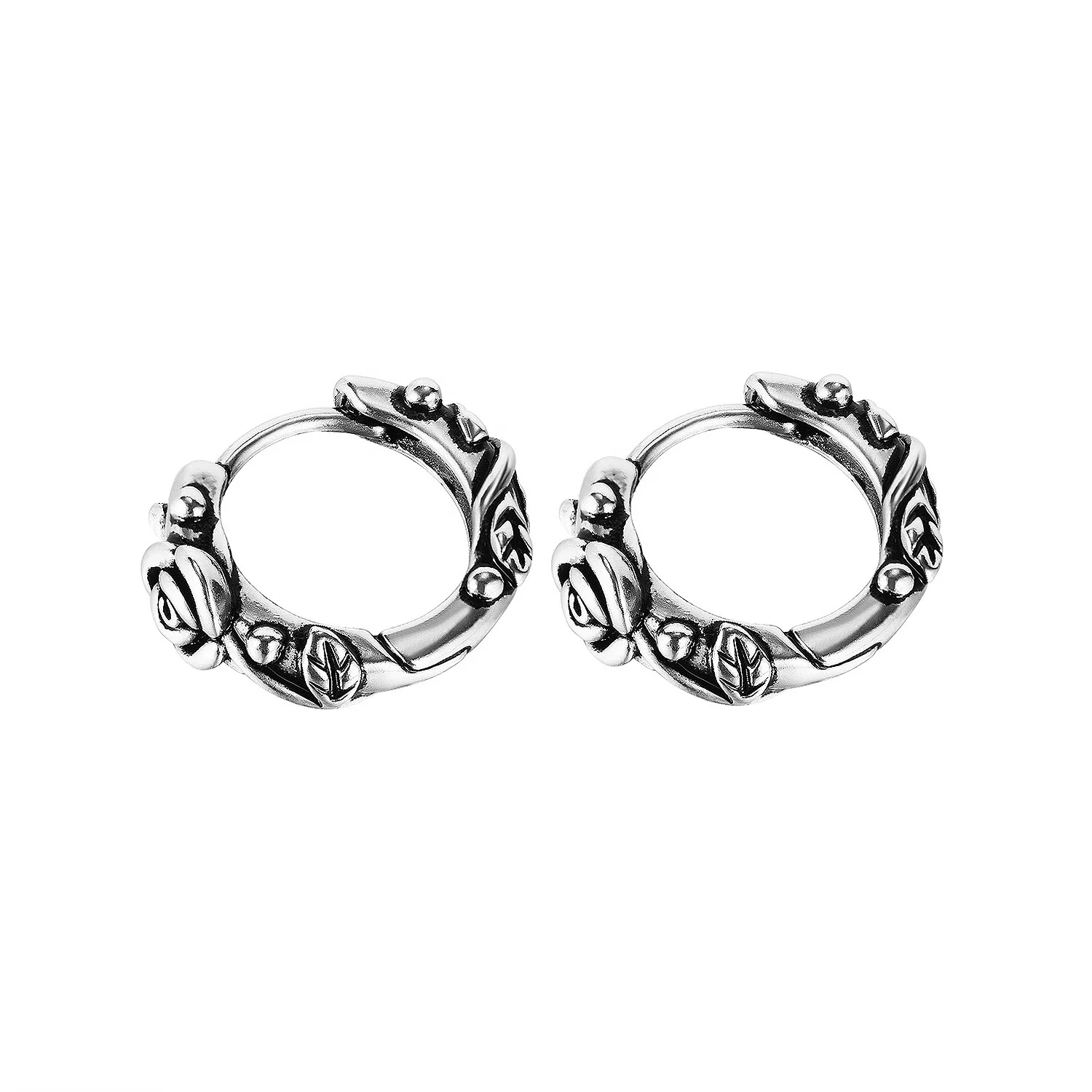 

2021 Wholesale Jewelry Rose Men Hoop Earrings Stainless Steel, White