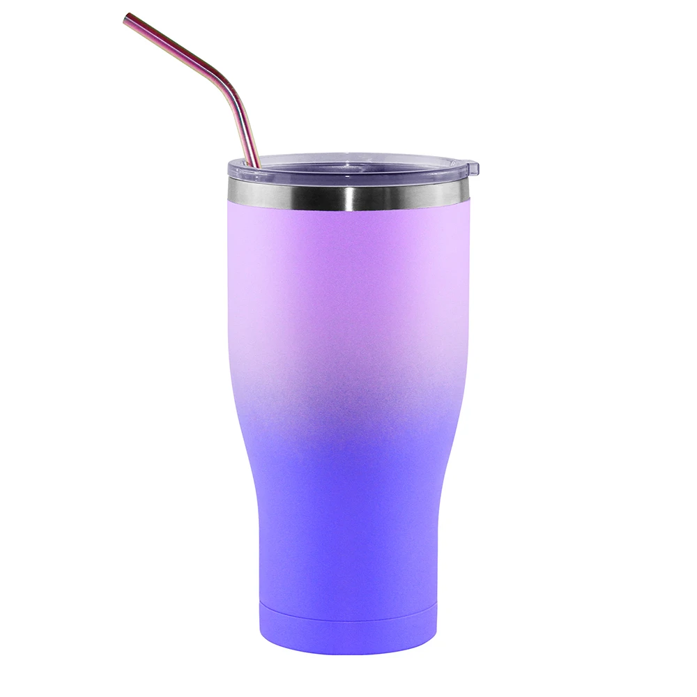 

New Design High Quality Gradient Color 30oz Double Wall Stainless Steel Vacuum Insulated Beer Mug Coffee with Lid and Straw, Customized color