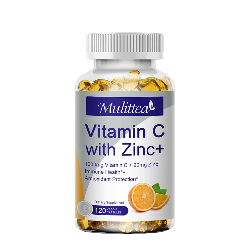 

Factory Wholesale 60 Capsules Vitamin C 1000mg And Zinc 20mg for Immune Support Vitamin C With Zinc Capsules