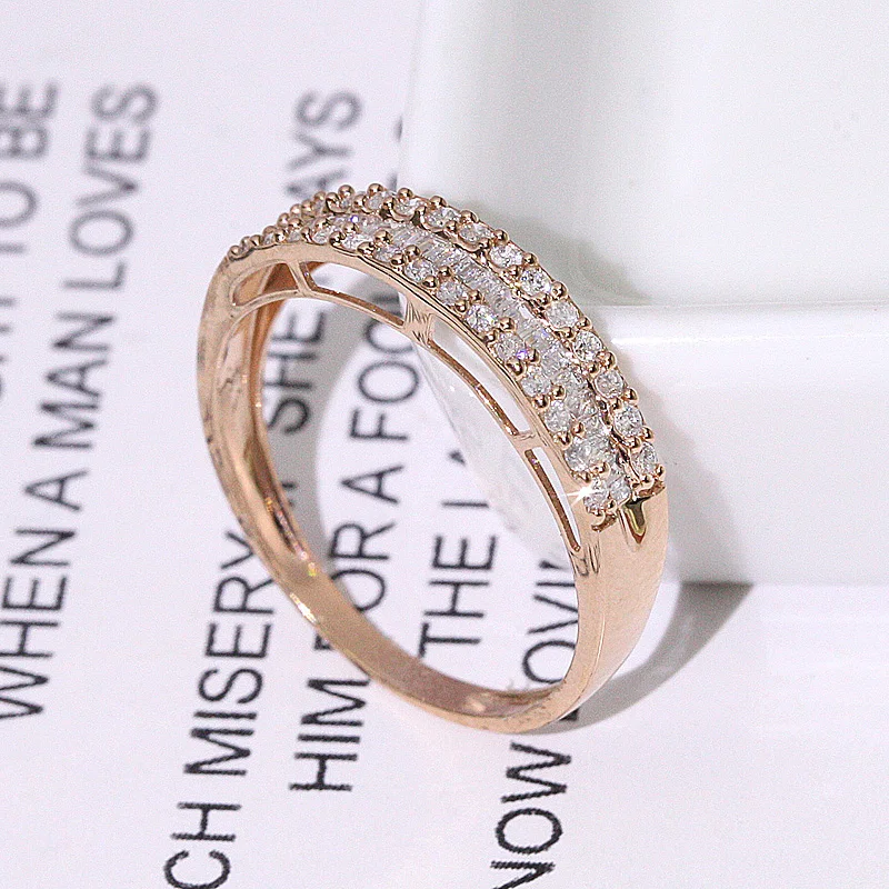 

FFT Minimalist yellow color gold plated diamond jewelry wedding ring 18k, White gold