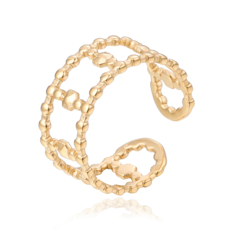 

JR0186 Popular style ladder ring gold hollow ring jewewllry Free Sample
