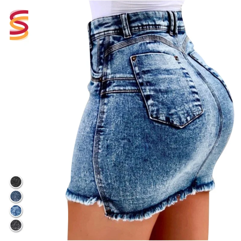 

2020 summer women's Hot Mini Sexy ladies jean denim skirt with buttocks covered girls' clothing bodycon wrapped short skirt