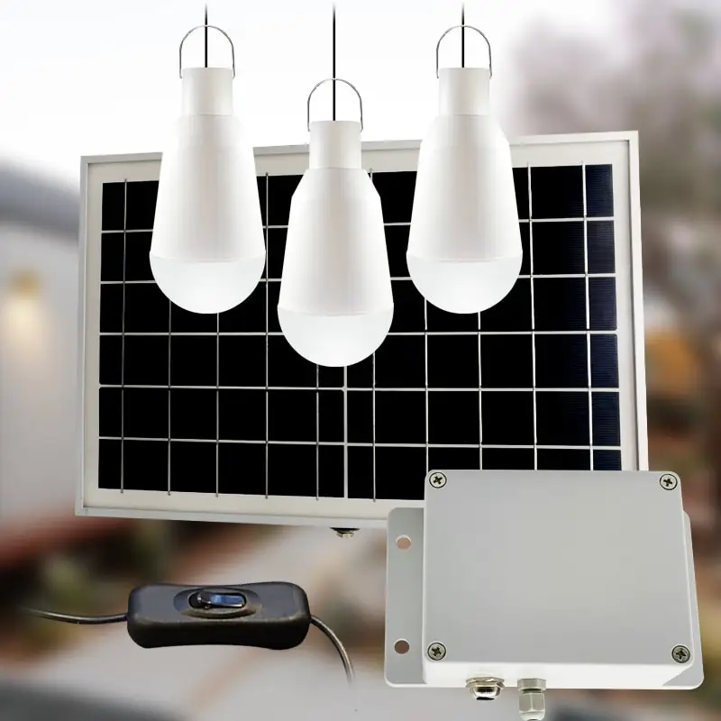 
12V Solar Led Light Kit Portable Solar Energy System Kit with 3 LED Bulbs and Lithium Battery Home Solar Power System 