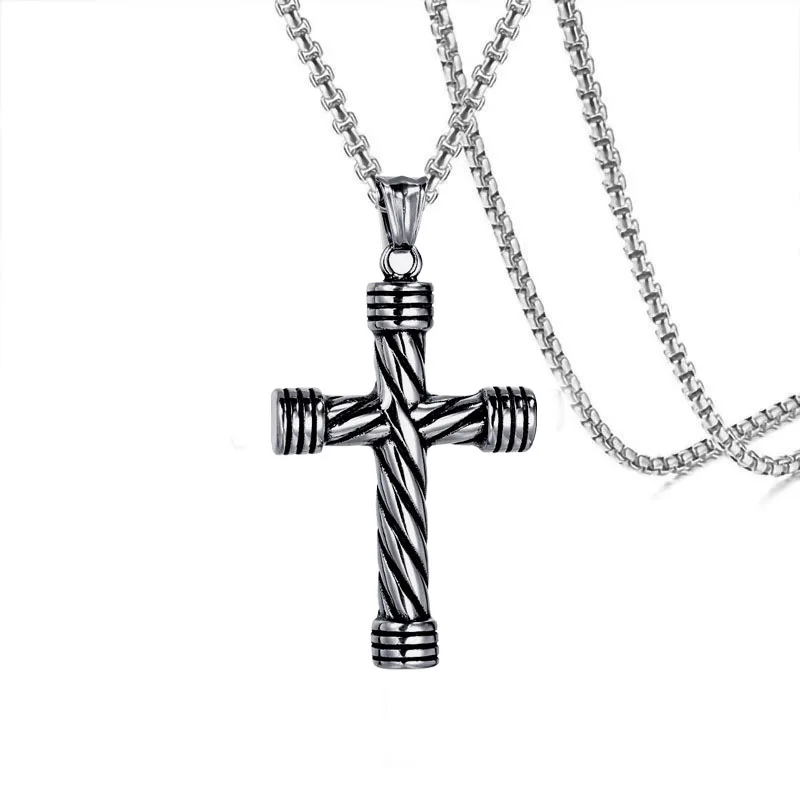 

Wholesale Christian Jewelry Stainless Steel Jesus Crucifix Cross Necklaces Pendants for Men 24'' Chain