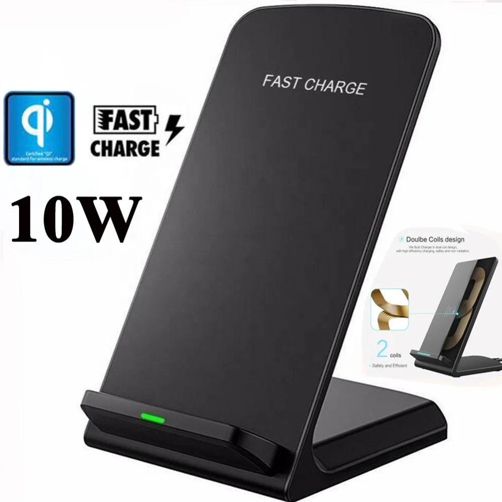 

Shenzhen cheap Fast charging H8 qi wireless phone charger adapters stand 10w for samsung S10 S9 and for iphone X Xr Xs max, White, black