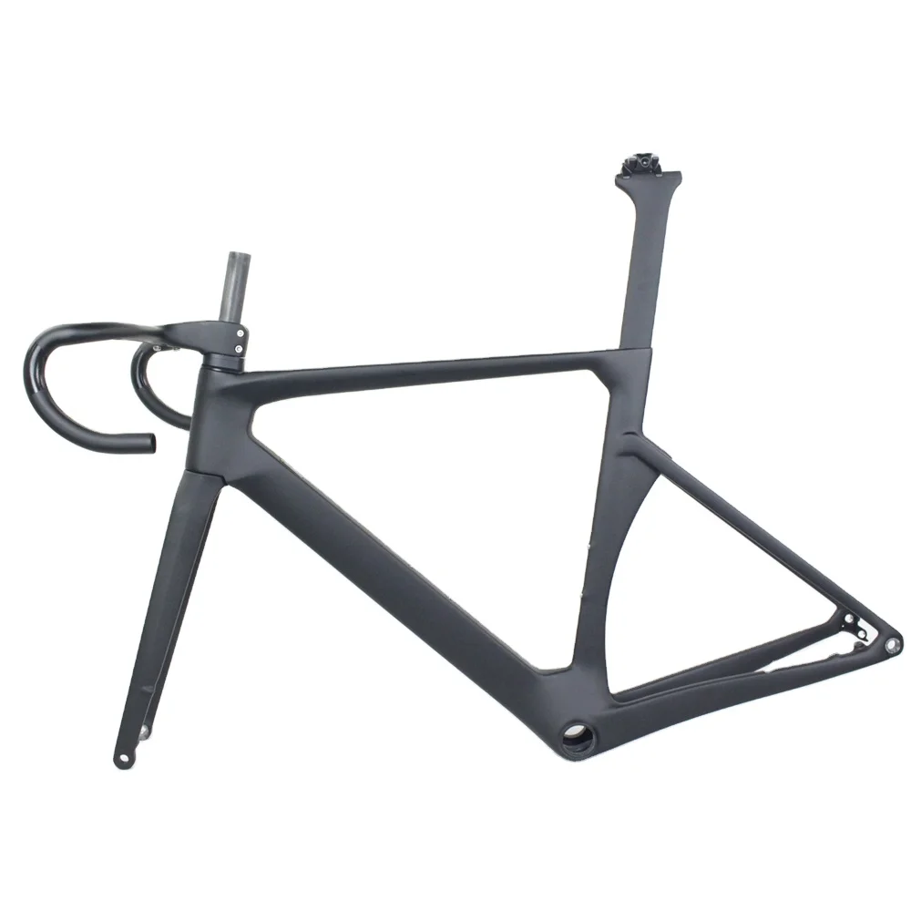 

China OEM Carbon Fiber Road Bike Frame All Inner Cable Road Bicycle Frames Aero Hidden Cable Disc Frame w/Integrated Handlebar