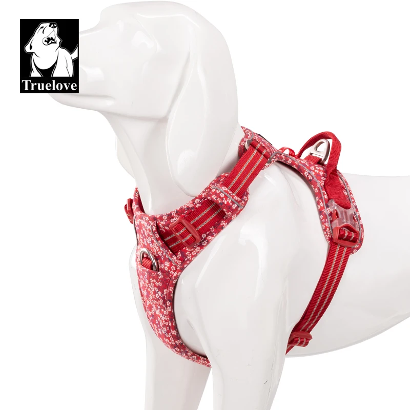 

Truelove factory wholesale quality quick fit dog body harness floral reflective adjustable cotton dog harness