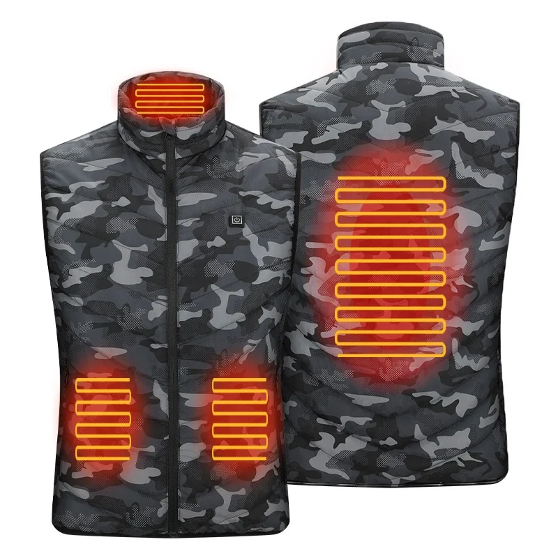 

Upgraded USB Ele-Heated Lightweight Sleeveless Coat Rechargeable Heating Waistcoat Down Puffer Vest (Power Bank NOT Included), Camouflage, or custom colors