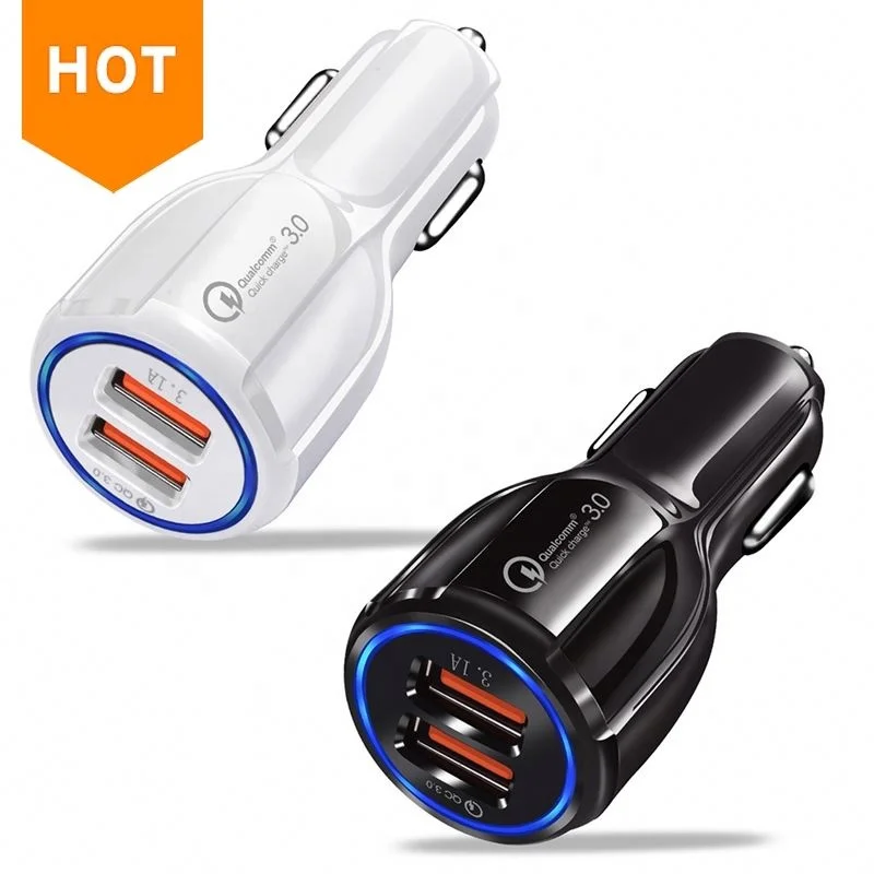 

Ce/rosh/fcc Car Usb Charger Quick Charge Qc3.0 Qc2.0 Mobile Phone Charger 2 Port Usb Fast Car Charger For Iphone Samsung Tablet, White, black