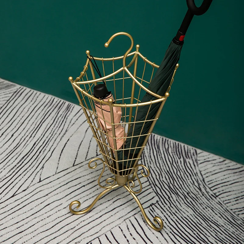 

Home Interior Modern Creative Designer Metal Holder Umbrella Stand, Gold