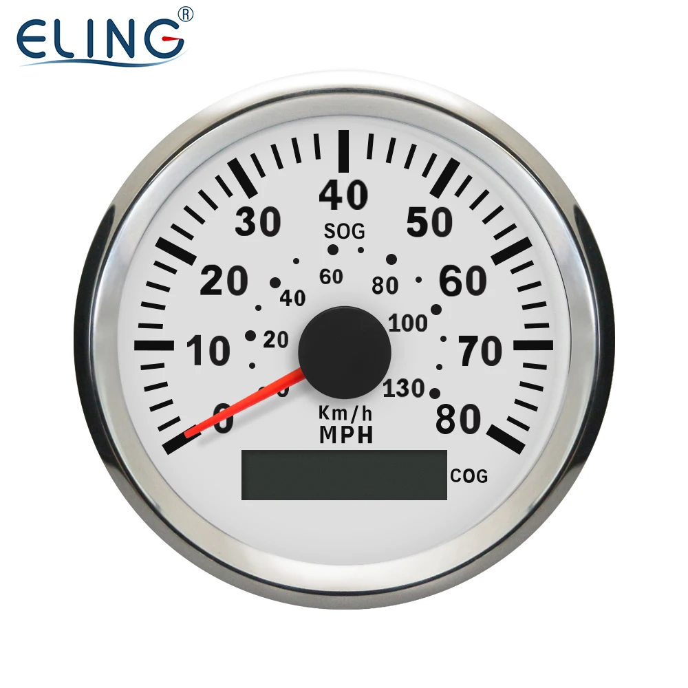 

ELING 85mm Universal GPS Speedometer 80MPH 0-130Km/h with Backlight 12V/24V for Marine Boat Car Motorcycle