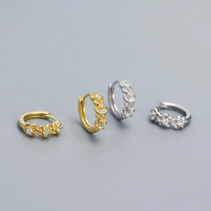 Wholesale Silver Earring Jewelry 925 Sterling Silver Flower Earrings 18K Gold Plated Sterling Silver Hoop Earrings for Women