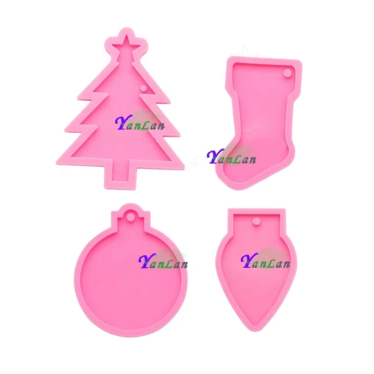 
S609 new silicone christmas ornaments mold xmas Light Tree Ornament stocking socks mold for christmas decoration 