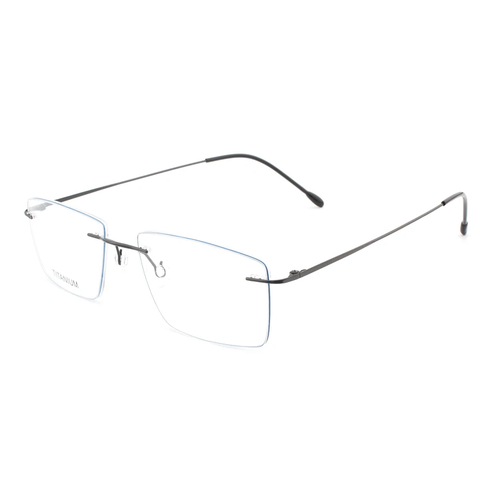 

Mens rimless titanium prescript rectangle square glasses frame, Custom colors