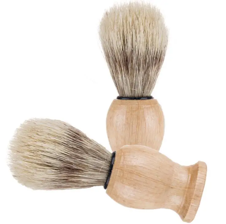 

Nylon Material Woody Beard Brush Bristles Shave Tool Man Male Shaving Brushes Shower Room Accessories Clean Home, As pic