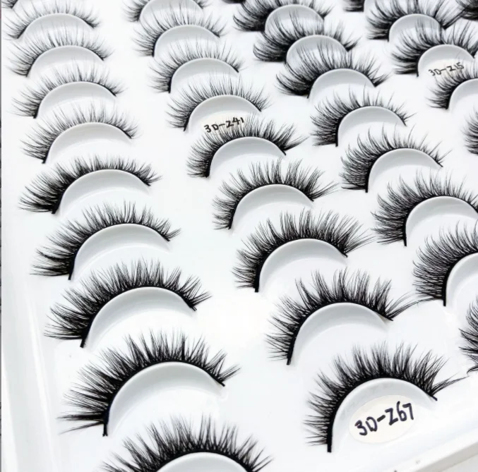 

30 pairs false eyelashes various size natural 3D three-dimensional curl false eyelashes, Black