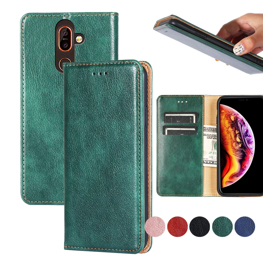 

Fashion Magnetic Card Flip Wallet Leather Cell Phone Case For Nokia 3.1C 3.1A 2.2 7 Plus 3.2 9 Pureview 1 Plus 4.2 8.1 Cover, 5 colors for your choose