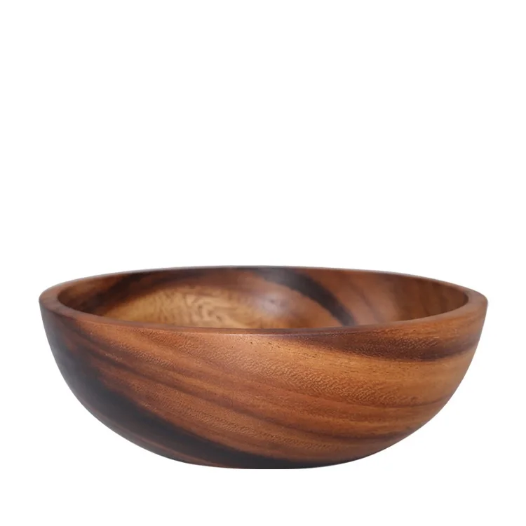 

Hot Selling Natural Hand-Made Classic Round Acacia Wood Salad Soup Dining Bowl Eco Friendly ACACIA Wood Bowl