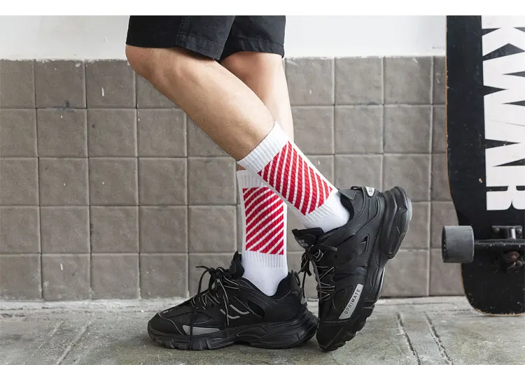 Ins Plain White Long Socks For Men Cushion Waisttied Breathable Cotton