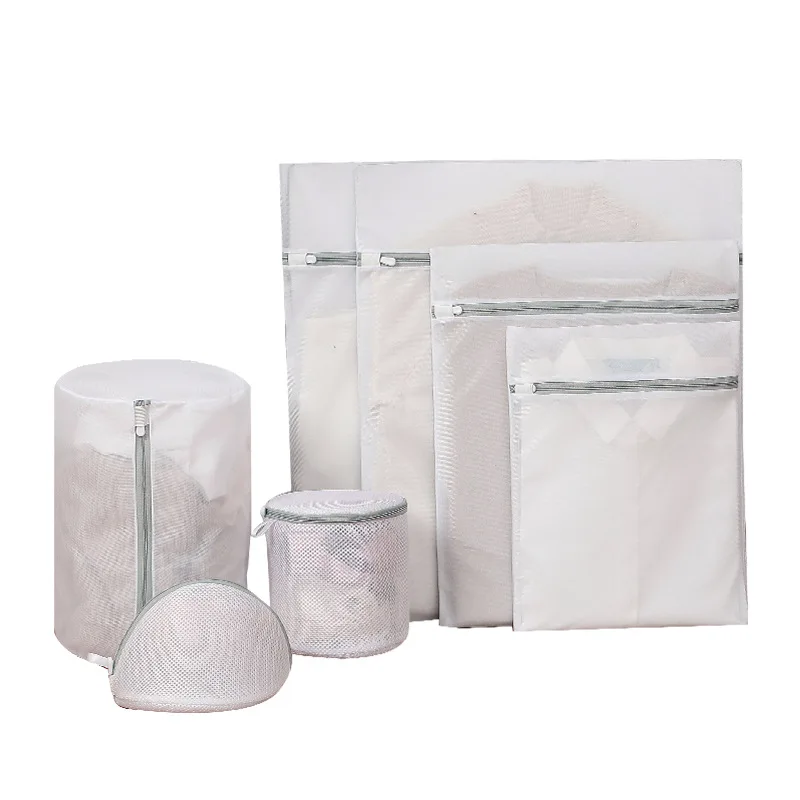

Hot Foldable Zipper Polyester Mesh Laundry Bag Home Wholesale Modern Travel Storage bag Bra Cloth Wash Protection Laundry Bag, Gray