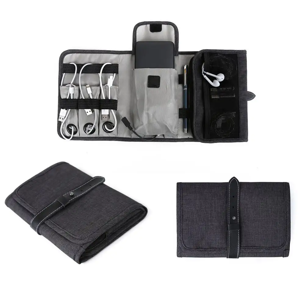 

Amazon Double Layer Travel Power Bank USB Cable Organizer Bag Holder Electronics Accessories Storage Bag Cases, Back,customized