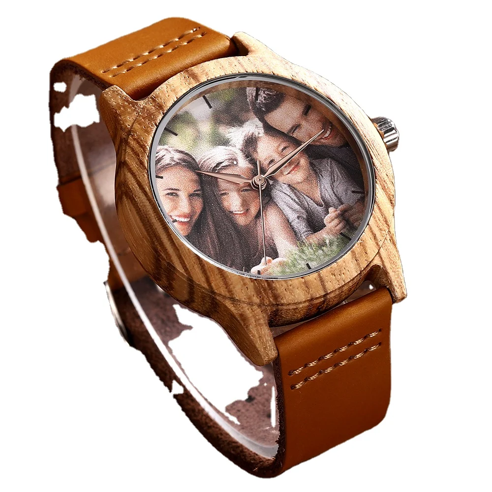 

Low Moq Unisex Photography Custom Photo Quartz Gift Wooden Watches for Men And Women