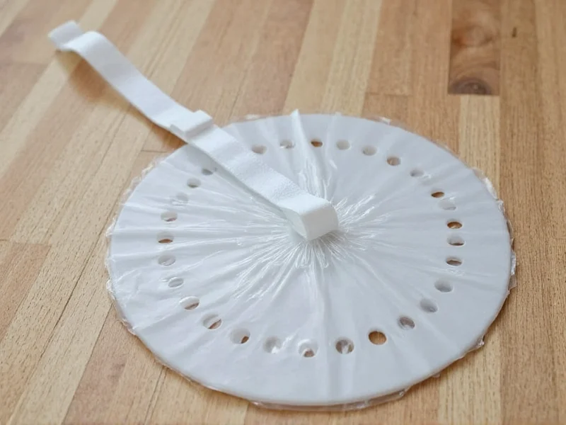 DIY gnat catcher with plastic wrap cover and holes