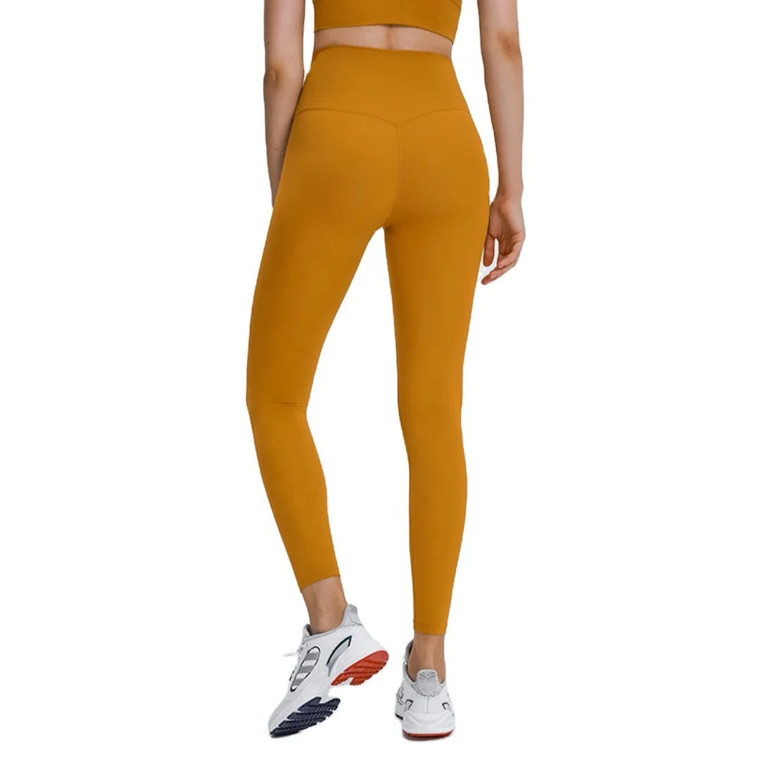 

2021 autumn and winter new no embarrassment line skin feeling Yoga plus high waist belly lifting hip elastic sports Capris