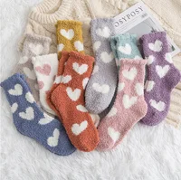 

Winter women's coral velvet socks hearts shape sleep warm socks