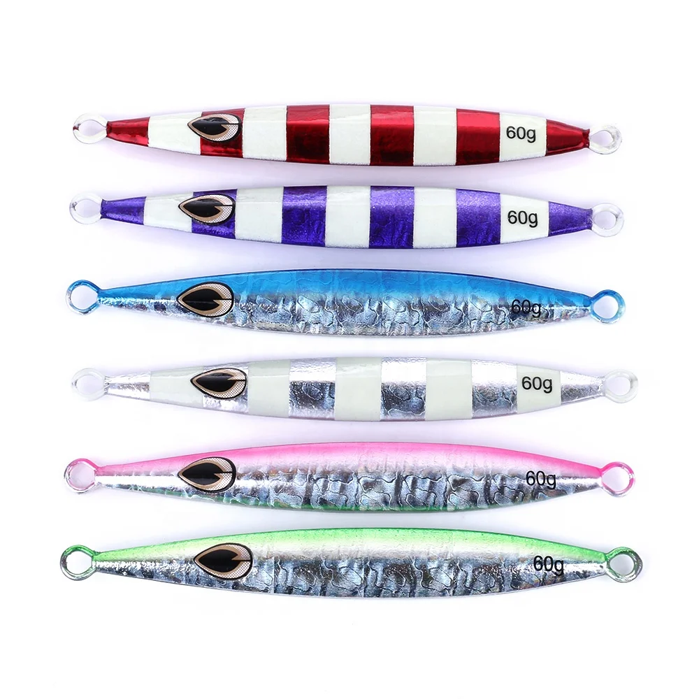 

HENGJIA Glow lead jig fishing lures 60g lead bait metal jigging lure, 6 available colors to choose