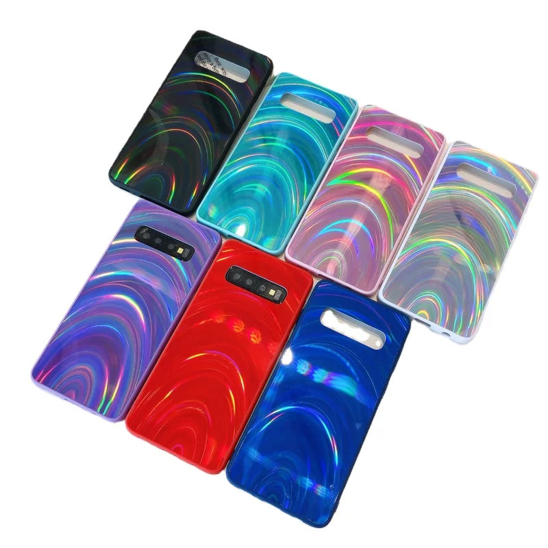 

Dazzling laser rainbow acrylic back cover phone cases for a20 s20 s10 5g samsung galaxy, 7 colors