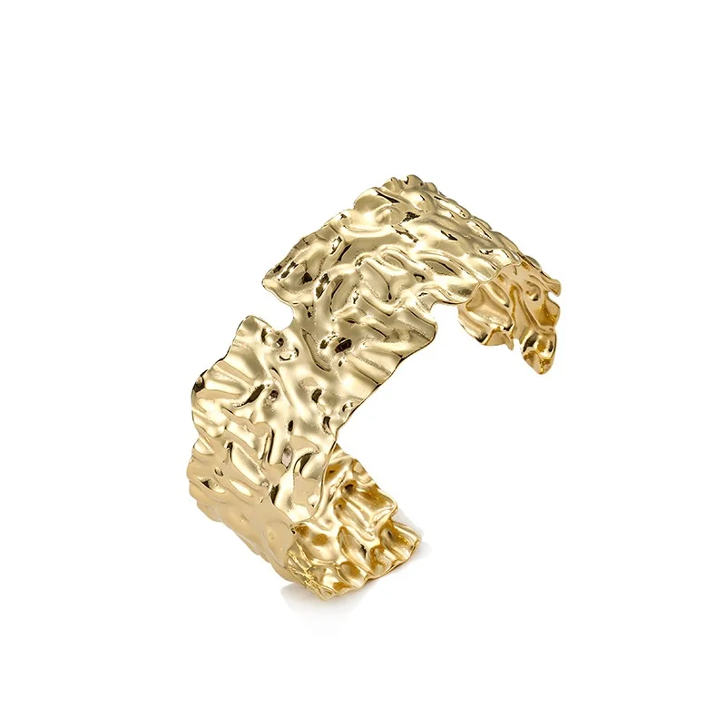 

Unique Design High Quality Factory Price Gold Plated Jewelry Open Bangle Stainless Steel Gold Metal Cuff Bracelet, Gold color